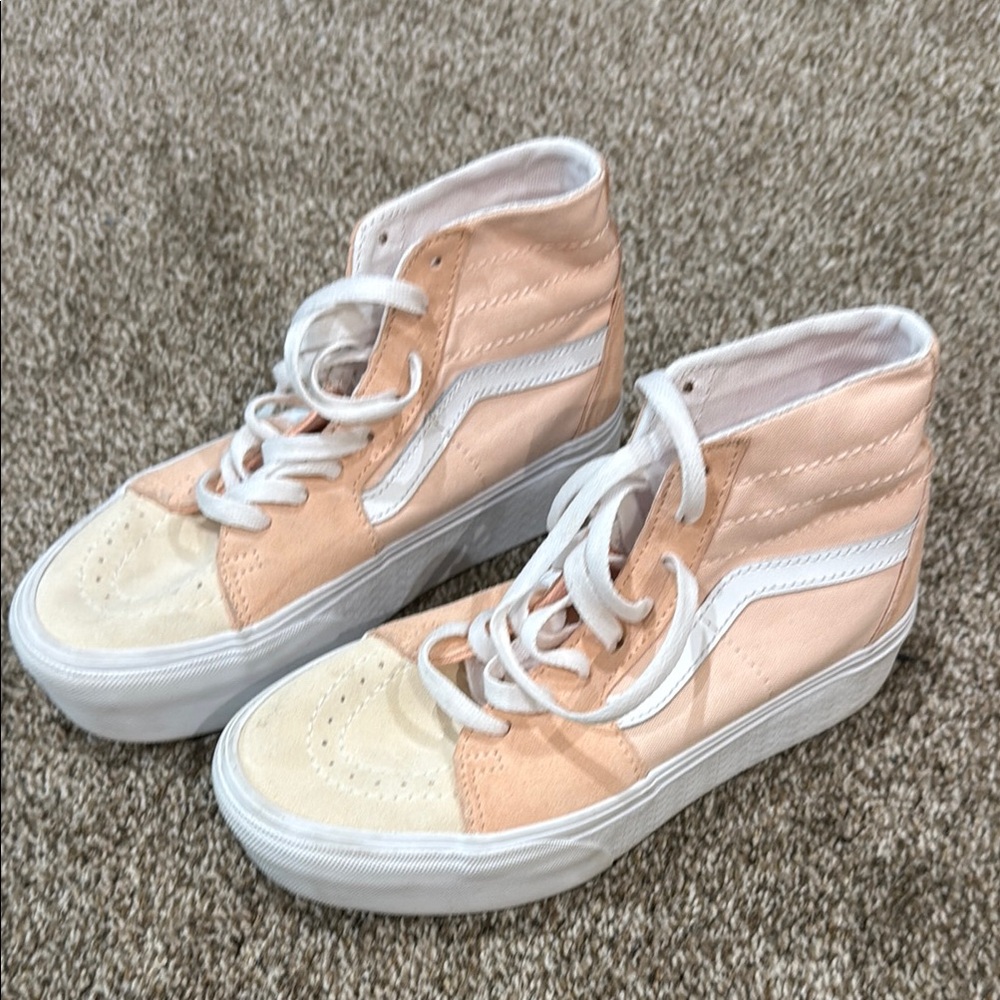 Vans Cream and White High-Top Sneakers
